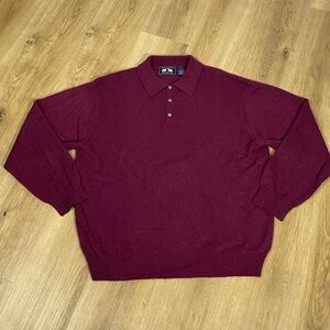 Woods & Gray 100% Cashmere Burgundy Polo Sweater Men’s size XL